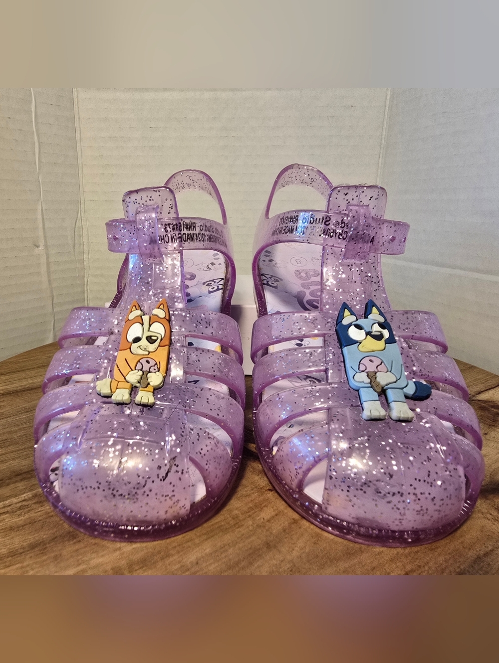 Bluey And Bingo Purple Glitter Jelly Sandals Girls Size 8